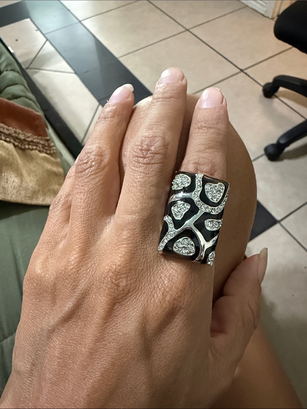 Silver-Tone Crystal Mosaic Statement Ring - Women Jewelry
